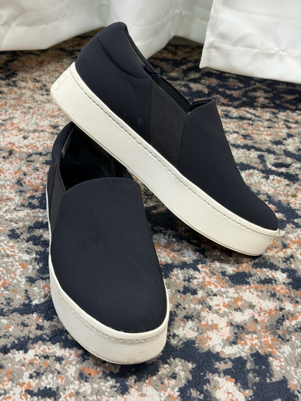 Vince Women’s ‘Warren’ Slip-On Platform Sneaker in Black Micro-Stretch Fabric 10